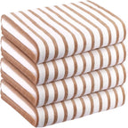 Microfiber Beach Towels Set of 4, 30" x 60", Cabana Stripe, Soft Absorbent, Quick Dry Bath Towel for Salon, Hotel, Travel, Sport, Summer Swimming Pool Party, Yoga, Camping, Coffee