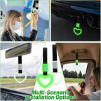 2 Pcs Heart Shaped Car Handle Strap – Drift Charm Rear Bumper Warning Ring Decor for Car Interior Exterior, Subway Bus Handle Accessory, Cute Heart Car Decor Gift for Women & Men (Luminous Green)