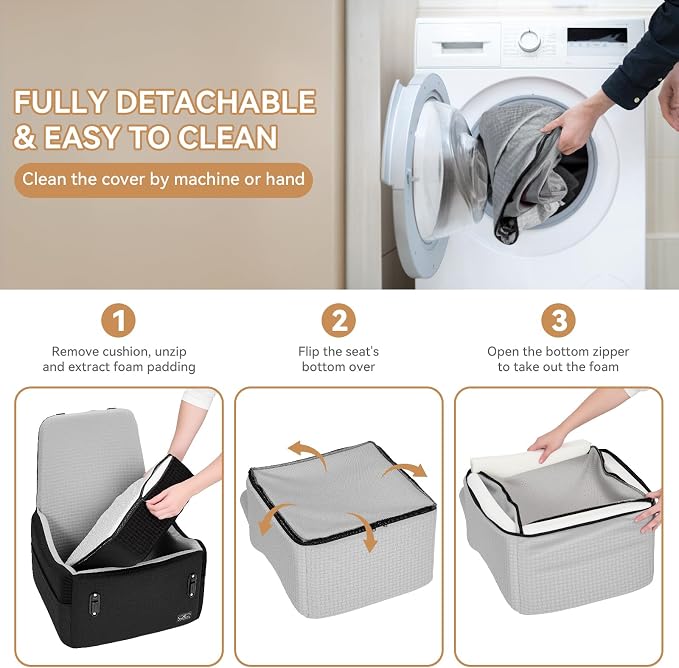 Dog Car Seat for Small/Medium Dogs Up to 35 lbs – Patented Safety System, 5" Memory Foam Pet Booster Car Seat, Fully Detachable and Washable Dog Carseat with 2 Storage Pockets (Black & Grey)