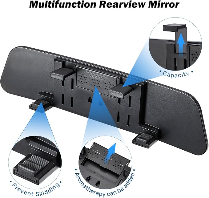 Rearview Mirror, 2 pack 12 Inch Panoramic Interior Clip-on Wide Angle Convex Rear View Mirror, Reduce Blind Spot Effectively for More Car SUV Trucks -Clear