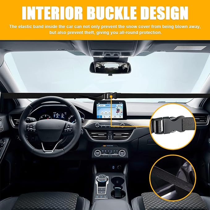 Mandark Car Windshield Cover for Ice and Snow, Waterproof Oxford Vehicle Sun Shade Defense Frost Protector with Side Mirror Cover, Auto Windscreen Protective Guard, Universal for Most Cars