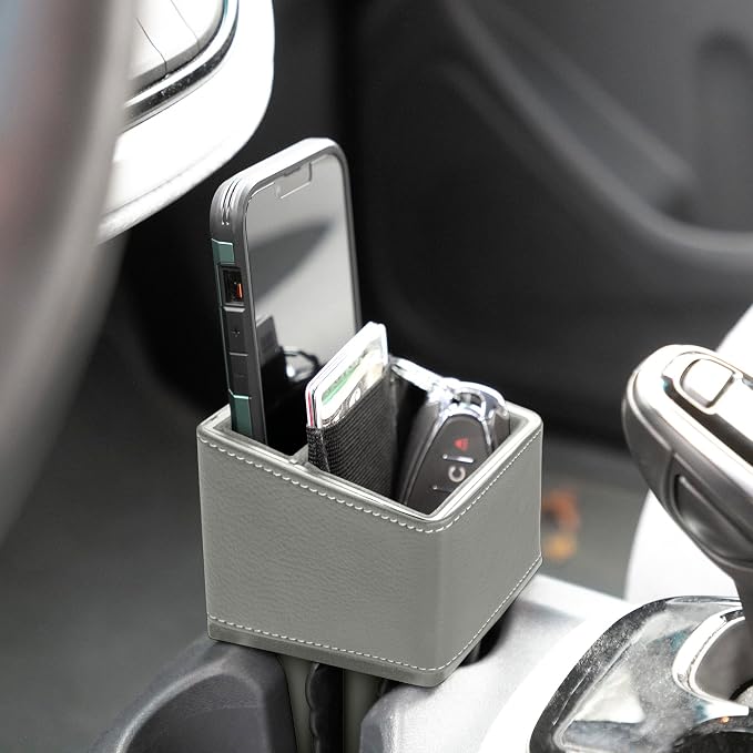 Car Phone Holder & Key Storage Expander for Cupholder - Universal Size Phone Mount for Car - Elegant Design with Easy Installation - Effortless Charging Cell Phone Holder for Car