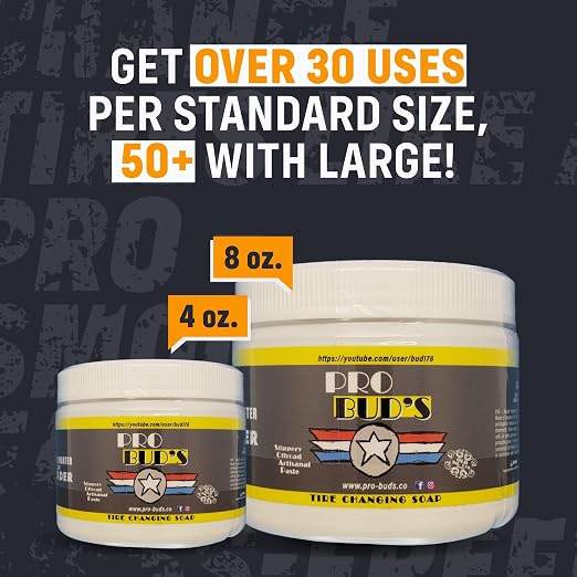 Pro Bud's Tire Mounting Paste - Peerless Lubrication Tire Mounting Lube for Quick Changing and a Secure Fit - Slip-Resistant - 8 oz.