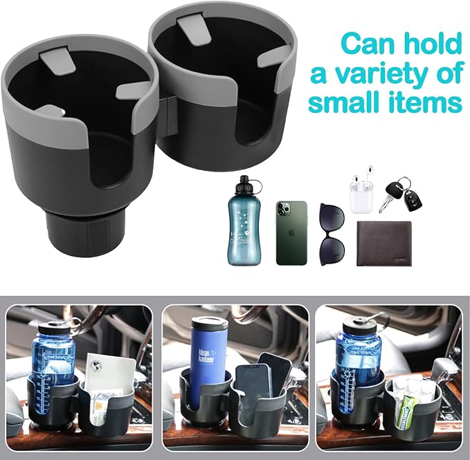 Water Cups Holder Expanders 2 in 1 Cup Holders Drinks Storage Expander Case for Cars Trucks Autos Universal Car Cup Holder for,Insert with Expandable Base, Fits Yeti, Hydroflask, Large Water Bottles