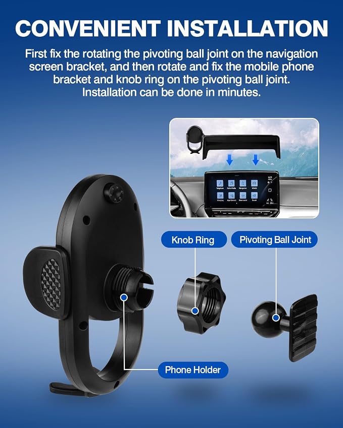Car Phone Holder for 2020-2024 Volkswagen ID.4 VW ID4 Accessories Phone Mount with Dash Organizer 12-Inch Screen Cell Phone Stand Hands-Free 360 Degree Rotation(Not for 12.9-inch Screen)