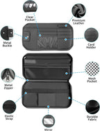 Car Sun Visor Organizer with Zipper Pockets PU Leather Storage Bag with Elastic Straps and Glasses Clip Sunvisor Organizers for Car SUV Truck