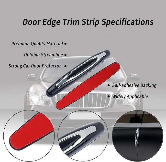 4PCS Car Door Edge Guards,Anti-Scratch Car Door Protector Trim Strip with Self Adhesive for Car Decor,Universal Exterior Car Accessories Door Guards for Cars Trucks SUVs (Black)