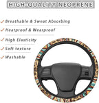 Car Steering Wheel Cover Universal 15 Inch Auto Accessories Car Interior Decoration for Women Men Fit SUV Sedan Van Truck, Vintage Aztec Leopard Print