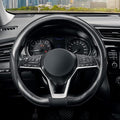 Flat Bottom Steering Wheel Cover Carbon Fiber, D Shaped Car Wheel Cover 14 1/2-15 in. (37-39 cm), Black Microfiber Leather with Carbon Fiber Pattern