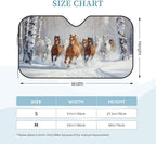Windshield Sun Shade Horses Snow Winter Car Front Window Sunshade Cover for Truck SUV Blocks UV Rays Automotive Visor Interior Protector 55 x 30 inch