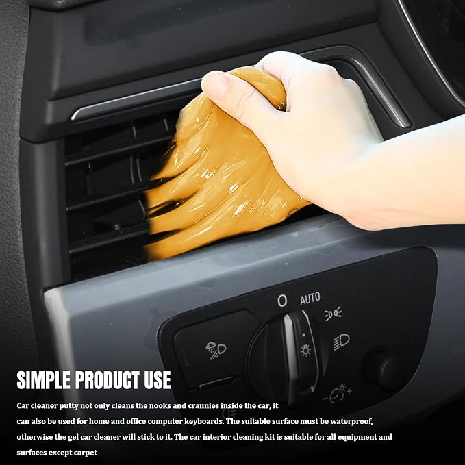 Car Cleaning Gel Clean Putty, Reusable Car Interior Cleaner Slime, Auto Detail Cleaning Soft Rubber Supplies, Universal Multi-Functional Cleaning Tool Accessories for Men Women (Orange)