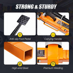 Car Wheel Dolly Set of 4, Mechanical 6000-lbs Car Dollies, 12'' Wheel Vehicle Positioning Jack, No Assembly, Heavy Duty Rollers w/Ratcheting Foot Pedal, for Tire Auto Repair,Orange