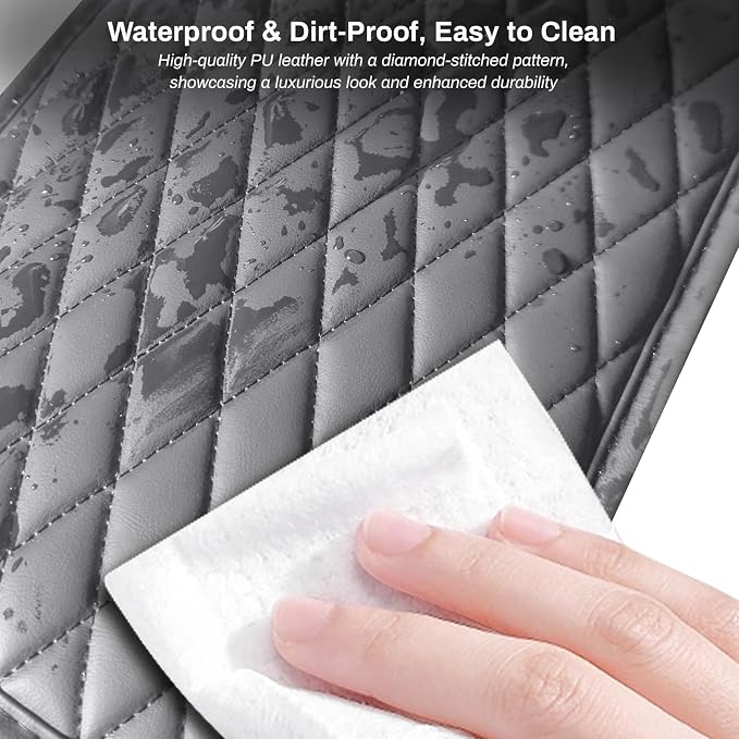 Car Center Console Cover Upgraded Microfiber Leather Car Arm Rest Cover with 2 Storage Bags Universal Armrest Cover for Car Storage Box Car Interior Accessories Protector for Most Vehicle-Gray