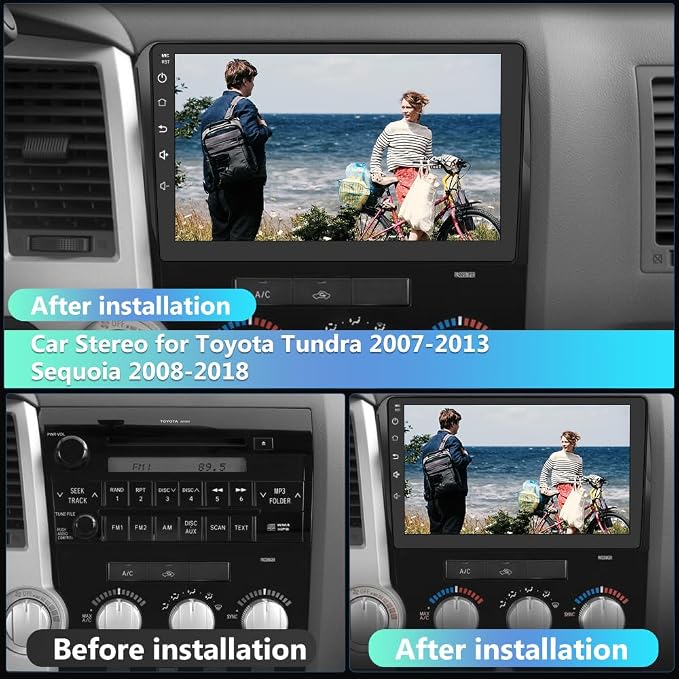 4Core [2+32GB] Car Radio for Toyota Tundra 2007-2013/Sequoia 2008-2018 | 10.1 Inch Touchscreen Android 13 Car Stereo Wireless CarPlay/Android Auto, GPS/WiFi/BT/FM/RDS, Support SWC