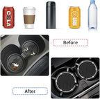 Car Coasters, 4 Pack Universal Vehicle Bling Car Coaster, Crystal Rhinestone Coaster for Cup Holders, Car Interior Accessories 2.75'' Silicone Anti Slip Car Coasters for Women (Black)