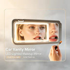 LED Car sun visor vanity mirror, equipped with 3x magnifying glass and three-color adjustable brightness soft light makeup LED mirror, rechargeable, suitable for all models(Black)