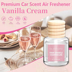 Car Air Freshener - Pink Sparkle Champagne Fragrance, 6 Pack Long Lasting Essential Oil Fragrance Diffuser, Hanging Cute Automotive Perfumes Interior Decor, Pink Car Accessories for Women & Men
