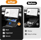Hidden Under Screen Storage Box for 2016-2026 Tesla Model Y/Model 3 Accessories,One‐Click Open & Silent Damping Slides Center Console Organizer (Fit New Model Y Juniper/Model 3 Highland)