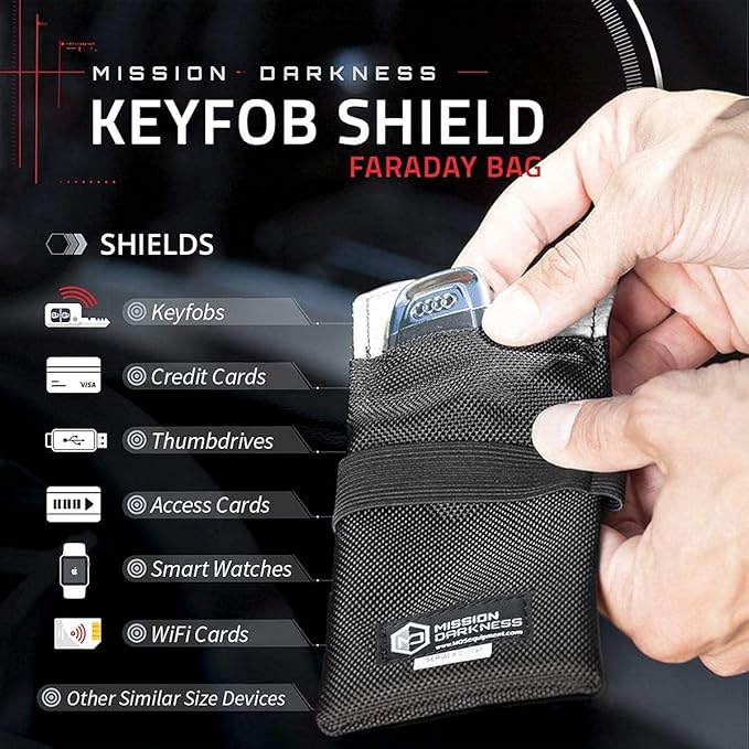 Faraday Bag for Keyfobs (2-Pack) / RF Shielding Protective Case for Smart Always On Keys Fobs Transmitters Small Electronics Vehicle Security Anti-Hacking Block Signal Relay