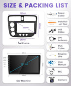 【Built-in DSP】Android Car Stereo for Honda Civic 2001 2002 2003 2004 2005 Radio Wireless Carplay Android Auto GPS Chip, 9 Inch Touch Screen 26UIs Mirror Link Bluetooth WiFi FM/RDS Backup Camera