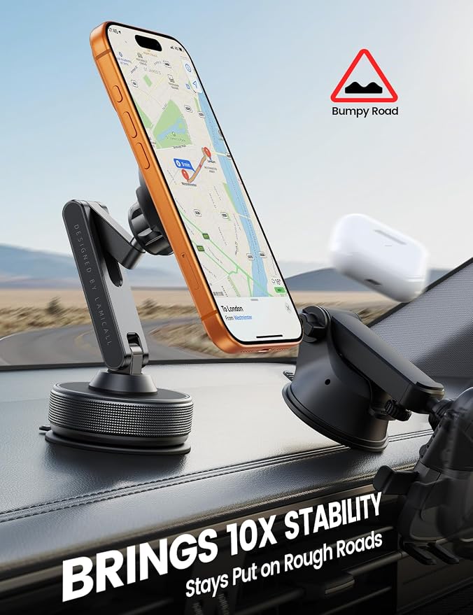 for Magsafe Car Mount - [Ultra Nano Gel & 70+LBS Vacuum Suction] 360° Magnetic Phone Holder for Car Suction Cup Phone Mount Dashboard Windshield Car Mount for iPhone 17 16 15 14 13 Pro Max