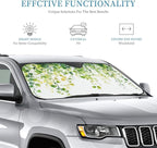 Windshield Sun Shade Watercolor Botanical Leaf Boho Car Front Window Sunshade Cover for Truck SUV Blocks UV Rays Automotive Visor Interior Protector 51 x 27.5 inch