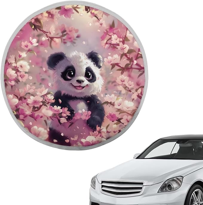Steering Wheel Cover Sun Shade Pink Cherry Blossom Panda Car Steering Wheel Accessories for Women 17 inch Cooling Steering Wheel Cover Block Sun & Heat Universal Fit for Cars SUV Trucks