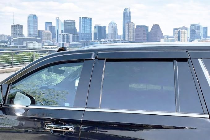 2021-2026 Tape-On Rain Guards for Chevrolet Suburban (Chevy) & for GMC Yukon XL Side Window Visor Deflectors Extra Thick Vent Shades 2022 2023 2024 2025
