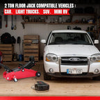 2 Ton Low Profile Hydraulic Floor Jack, Reinforced Steel Trolley Jack with 360° Swivel Casters, Safety Valve & Oxford Storage Bag for Car SUV Truck 4x4
