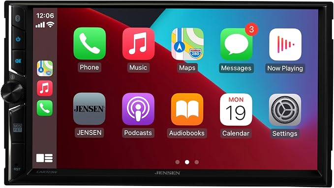 CAR723W 7-inch Certified Apple CarPlay Android Auto Wired or Wireless | Double DIN Touchscreen Car Stereo Radio | Bluetooth | Backup Camera Input | USB Playback & Charge