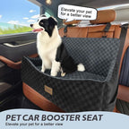 Dog Car Seat for Medium/Large Dogs - Reversible Dual-Sided Travel Dog Car Bed with Memory Foam, Washable Pet Booster Seat for Dogs up to 55 lbs or 2 Small Dogs, 2 Safety Leashes, Dark Grey
