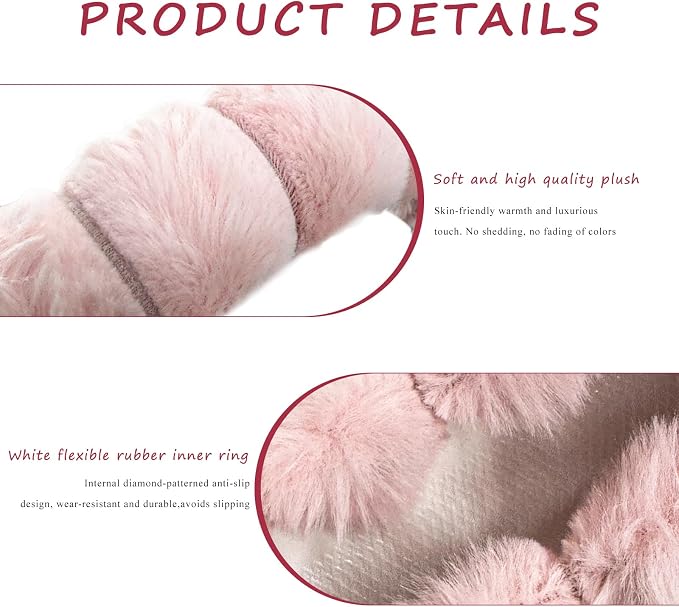 Sun Walker Fluffy Car Steering Wheel Cover, Soft Plush Anti-Slip Steering Wheel Protector for Warm Winter, Fuzzy Comfortable Wheel Cover Auto Interior Accessories for Women Girl (Pink)