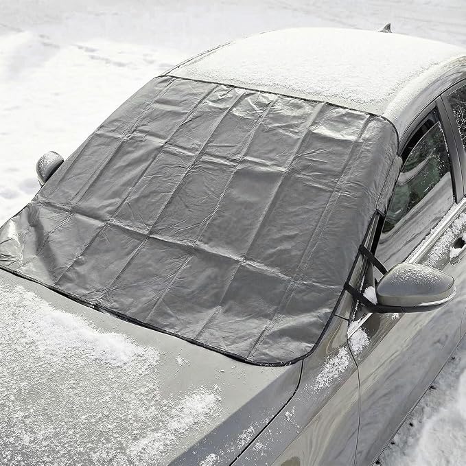 YoRise Car Windshield Snow Cover, Automotive Front Windscreen Ice Guard with Side Window & Rearview Mirror Cover, Winter Universal Vehicle Protection Accessory for SUV, Sedan (Black)
