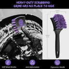 6Pcs Car Wheel & Tire Brush Kit, Professional Wheel Detailing Kit with Scratch-Free Rim Brush, Tire Brushes, Detailing Brush, Microfiber Towel & Tire Shine Applicator Pad, Vibrant Purple