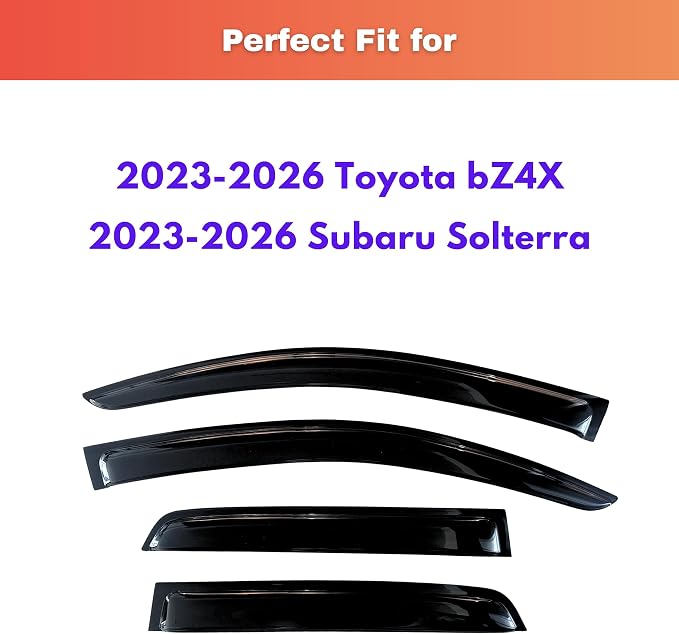 KPY Rain Guards Fit for 2023-2026 Toyota bZ4X, Out-Channel Window Visors Vent Wind Deflectors 4PC, Car Accessories for 2023-2026 Subaru Solterra