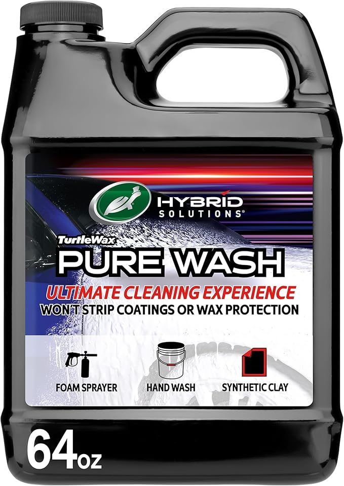 Hybrid Solutions Pure Wash, pH Neutral Extreme Foaming Car Wash Soap, Bucket or Foam Cannon Application, Won't Strip Waxes or Coatings, Clay Bar Lubricant, Spot-Free Clean, 64 fl oz