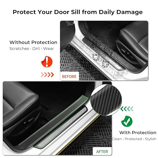 Carbon Fiber Wrap Tape for Car Door Sill Protector, Waterproof Scratch-Resistant Matte Black Vinyl Film, 2.7 in x 33 ft for Cars, SUVs & Trucks