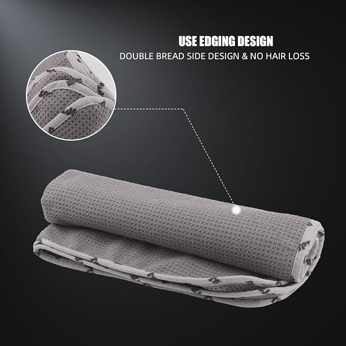 Microfiber Drying Towel, 2 PCs Car Wash Drying Towel, Waffle-Weave Highly Absorbent, Scratch Free,Big Cleaning Cloth Towel for Auto Detailing, 380GSM, 25.2 x 34.3 inch, Grey-MT033