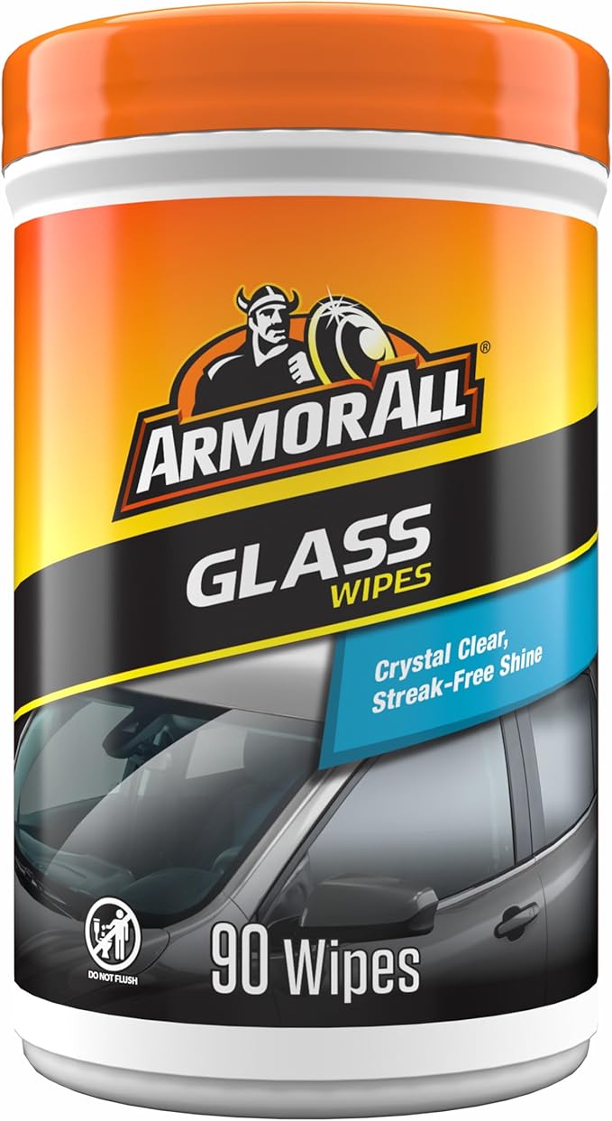 Car Glass Wipes, Auto Glass Cleaner, 90 Count | Ammonia-free window cleaner wipes safe on tinted glass; remove filmy residue, fingerprints, and bugs