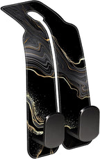 1 Pack Car Seat Headrest Hooks for Purses Abstract Black Golden Marble Bag Purse Holder for Car with Double Metal Hooks Car Purse Hanger Hanging Accessories