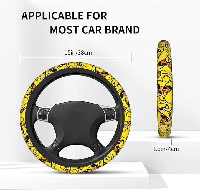 Duck Print Steering Wheel Cover Neoprene Car Steering Wheel Protector Covers Non Slip Universal 15 Inch for Men Women