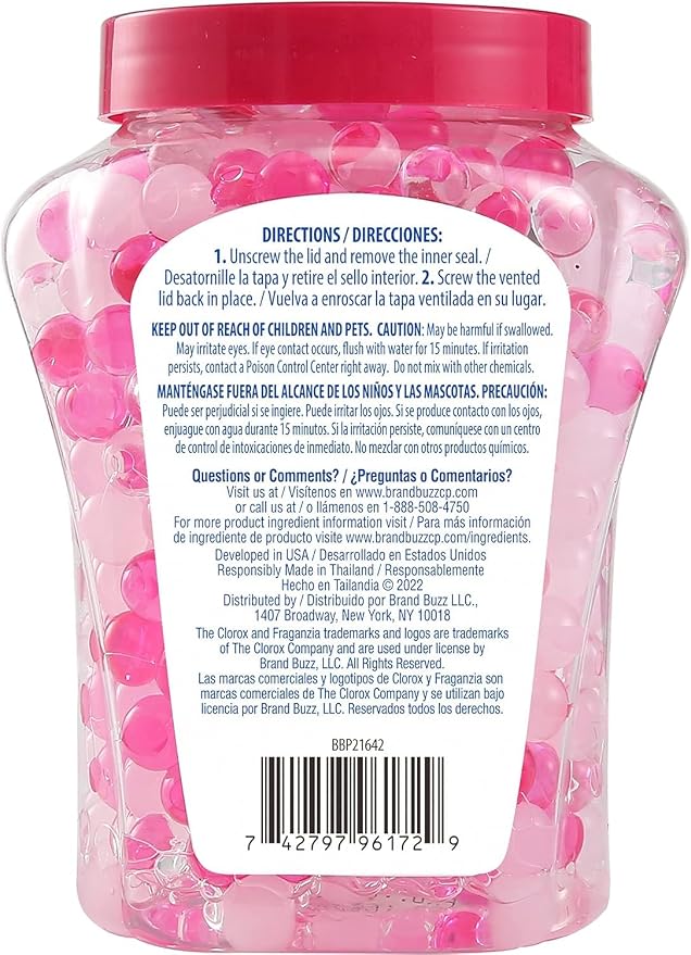 Fraganzia Crystal Beads Air Freshener, Long Lasting Room Deodorizer and Odor Eliminator Gel Beads to Freshen Home, Car, or Office, Sweet Rosewater Scent, 12 Fl Oz - 12 Pack