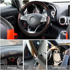 Universal Steering Wheel Cover - Microfiber Leather, 15 Inch, Anti-Slip, Breathable, Odorless Car Steering Wheel Protector, SUV Accessories (Bright Black/Coffee)
