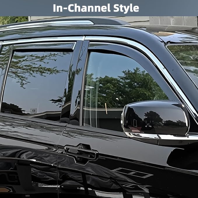 in Channel Rain Guards for 2021 2022 2023 2024 2025 2026 Jeep Grand Cherokee, Durable Side Wind Deflectors, Smoke Vent Window Visors Shades Shield, 4PCS