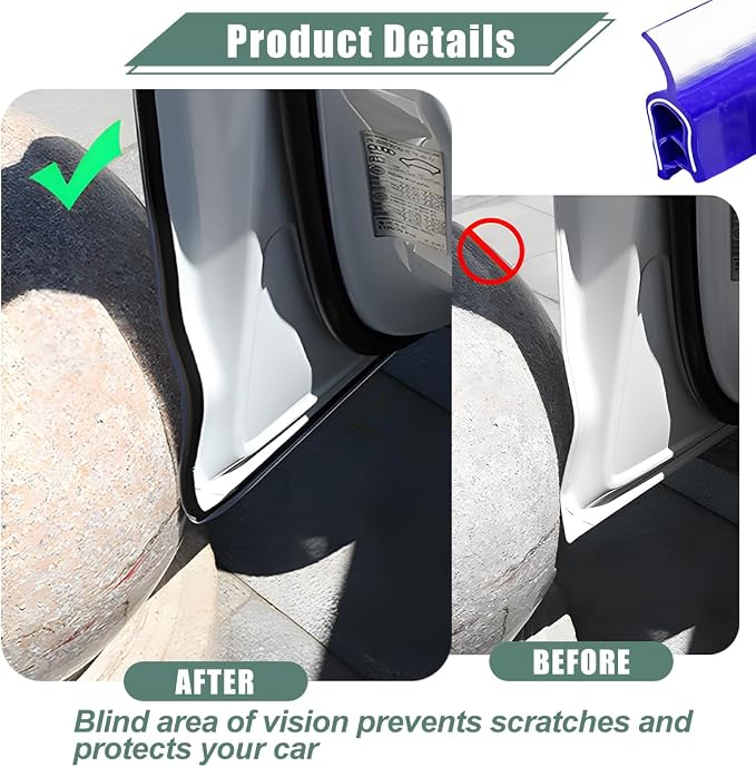 Car Door Protector Edge Guards, 33Ft Anti Collision U Shaped Automobile Door Seal Protector, No Glue Vehicle Exterior Edge Trim Protective Strip Accessories, Universal Fit (Blue)