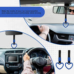 2PCS Heart Shaped Car Handle Straps, Rear Bumper Warning Keychain Ring for Car Exterior Accessories (Blue)