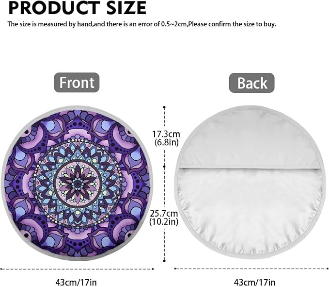 Purple Mandala Lotus Car Steering Wheel Sun Shade Cover Anti-Heat Steering Wheel Accessories 17 inch Auto Steering Wheel Sun Shield Universal Fit for Most Cars SUV Trucks Van