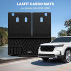 Cargo Mat with Backrest Mat for Honda Pilot 2023 2024 2025 2026, Split & One-piece Foldable Seating TPE Custom Fit Trunk Mat Cargo Liner with Seatback Mat Accessories, Black
