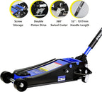 Floor Jack, Professional Heavy Duty Hydraulic Floor Jack, Low Profile Floor Jack, Steel Racing Floor Jack w/2 Piston Quick Lift Pump, Floor Jack Lifting 4"-21" 4 Ton (8800lb) Capacity Blue