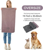 Dog Towels Super Absorbent Microfiber for Small, Medium Dog Drying Towel for Drying Dogs Soft Pet Bath Towels and Cats with Embroidered Paw Pure+Grey 20inchx36inch
